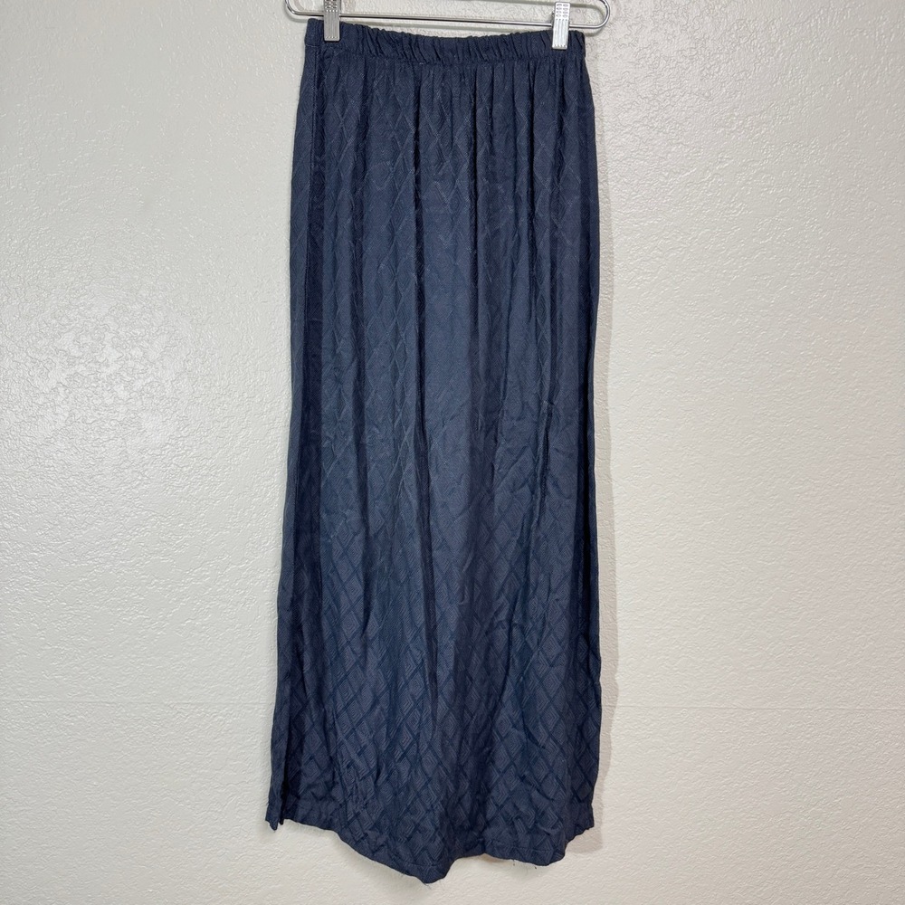 CP Shades Skirt Womens S Blue Maxi Rayon Diamond Textured Elastic Waist Slit